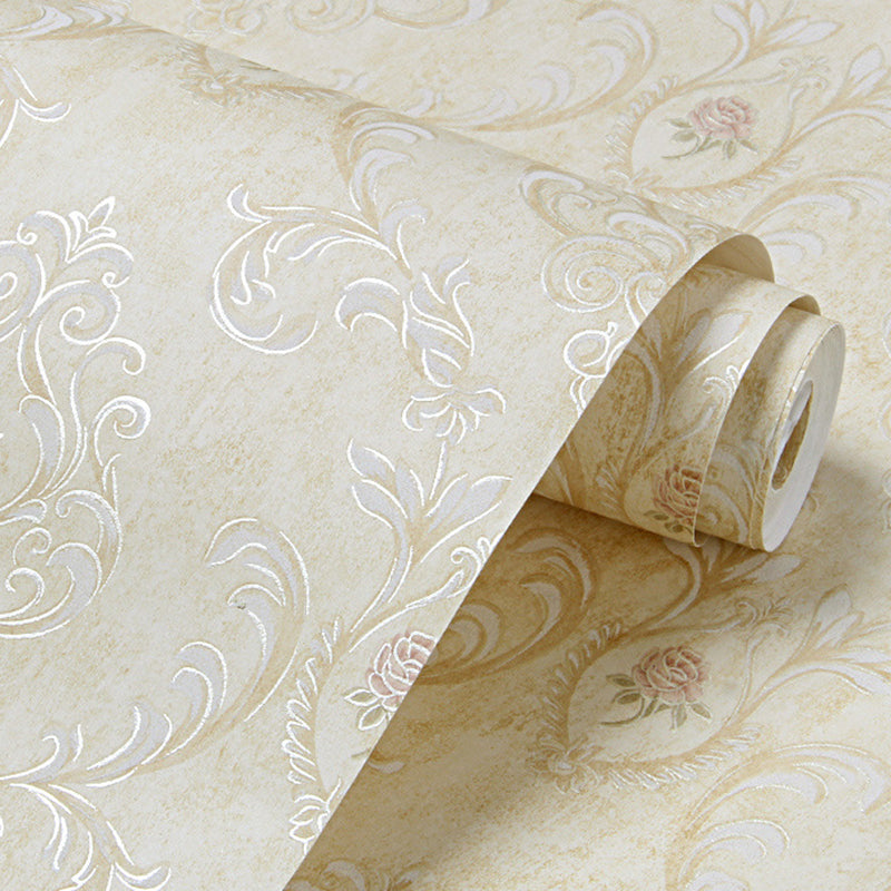 Rouleau de papier peint en satin avec fleurs en relief 3D, décoration murale de couleur douce pour la maison