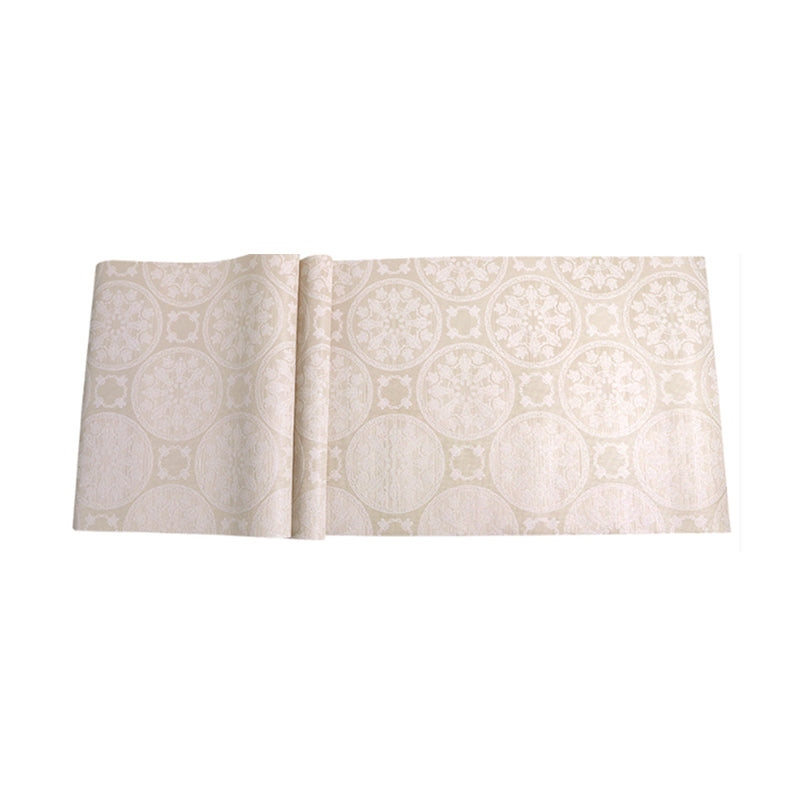Embossed Moisture Resistant Wallpaper Vintage Circles Pattern Wall Art for Living Room