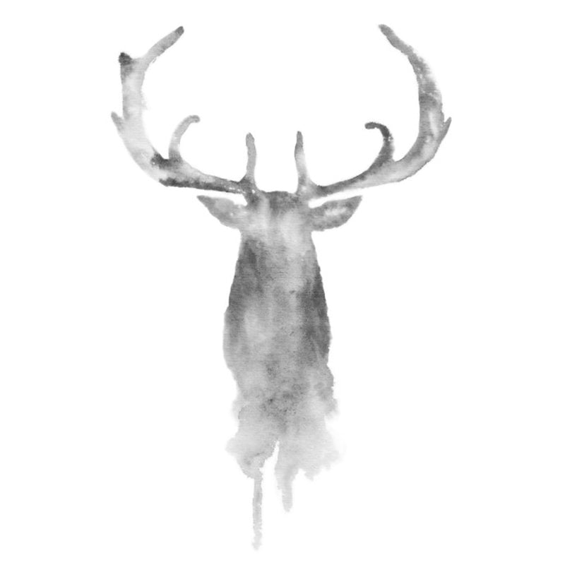 Ink Painting Elk Head Murals Grey Simplicity Wall Art for Bedroom, Custom Size Available
