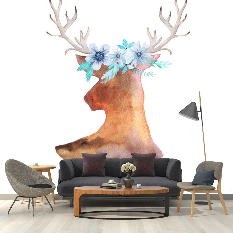 Back of Dear Head Mural Decal Aesthetics Stain-Proof Living Room Wall Art, Made to Measure