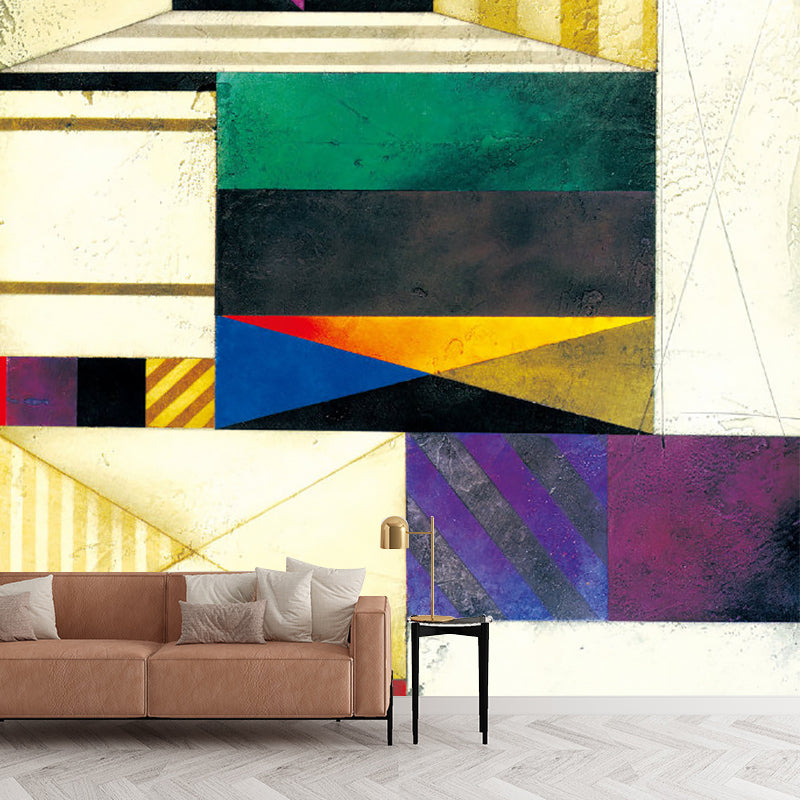 Huge Geometric Wallpaper Murals Water Resistant Mid Century Living Room Wall Art