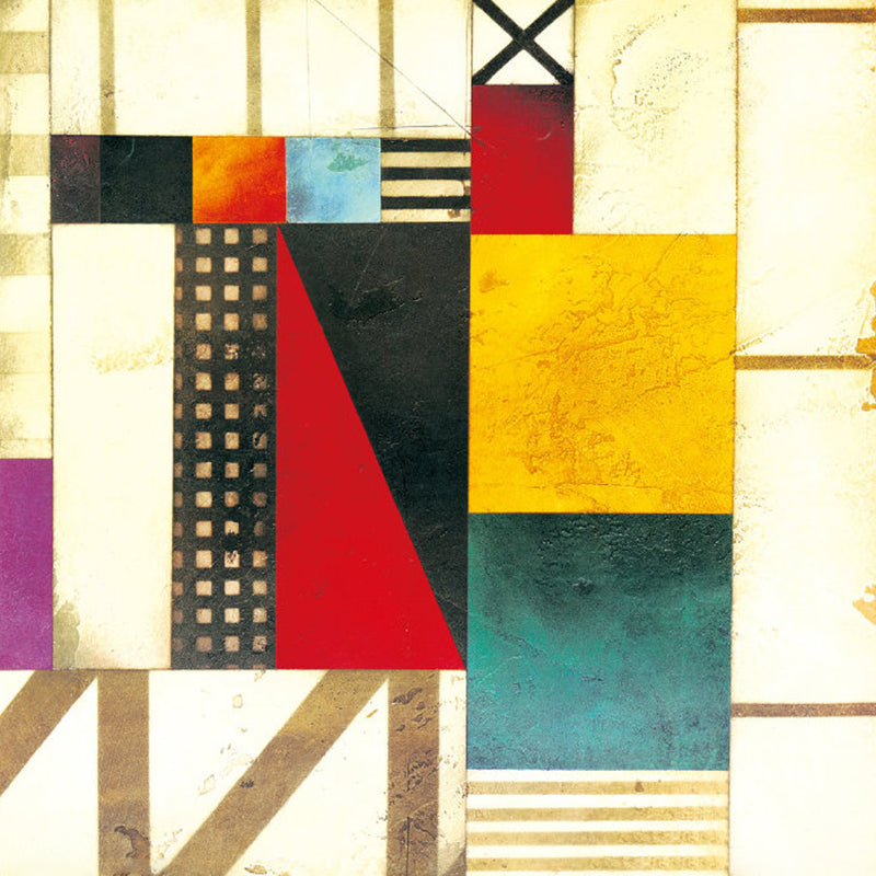 Mid Century Geometric Mural Decal Red-Yellow-Green Dining Room Wall Covering, Custom-Made