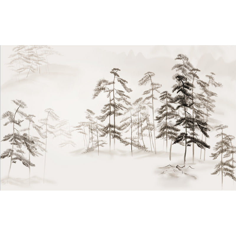 Grey Pine Trees Wallpaper Murals Moisture Resistant Modernist Bedroom Wall Decor