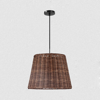 1/3-Head Restaurant Hanging Light with Cone Rattan Shade Country Stylish Brown Pendant Lamp