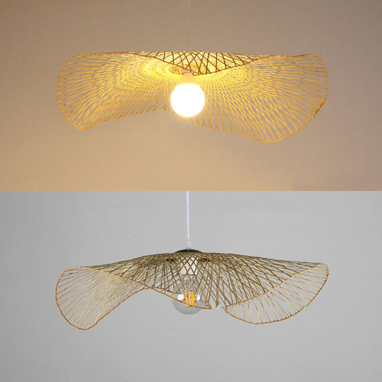 Asian Style Swirl Pendant Light Rattan 14 "/18" breit 1 Lampenrestaurant Leuchte in Beige in Beige