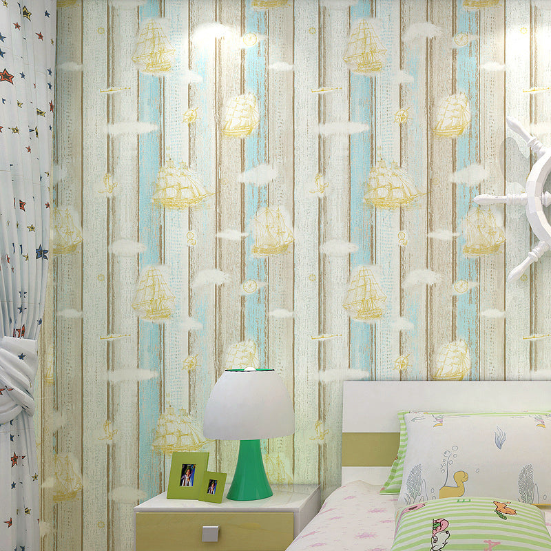 Neuartige Holzplanken-Tapetenrolle, helle, nautische Wanddekoration für Kinderzimmer