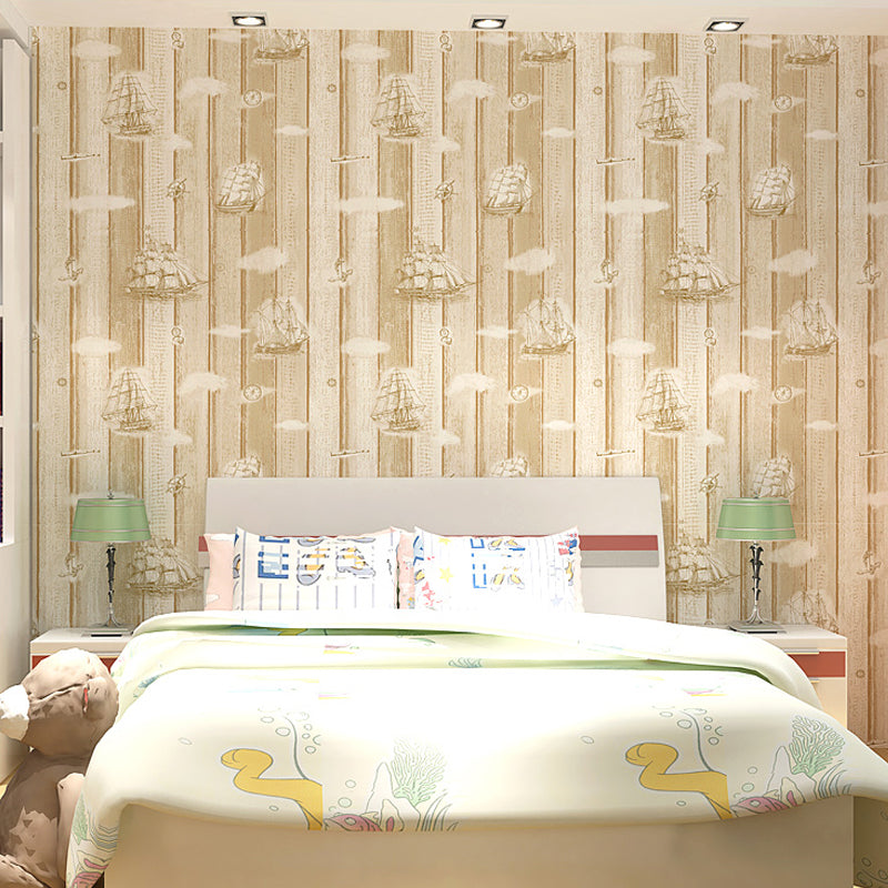 Neuartige Holzplanken-Tapetenrolle, helle, nautische Wanddekoration für Kinderzimmer
