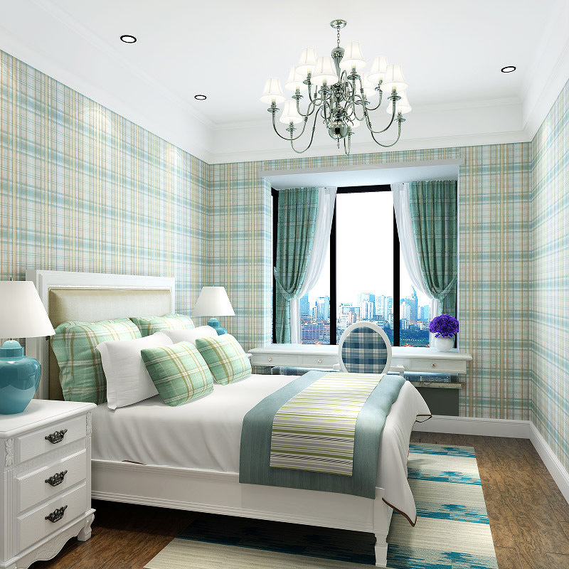 Scandinavisch Tartan-patroonbehang Vlies- en ongeplakte lichtkleurige wanddecoratie voor slaapkamer