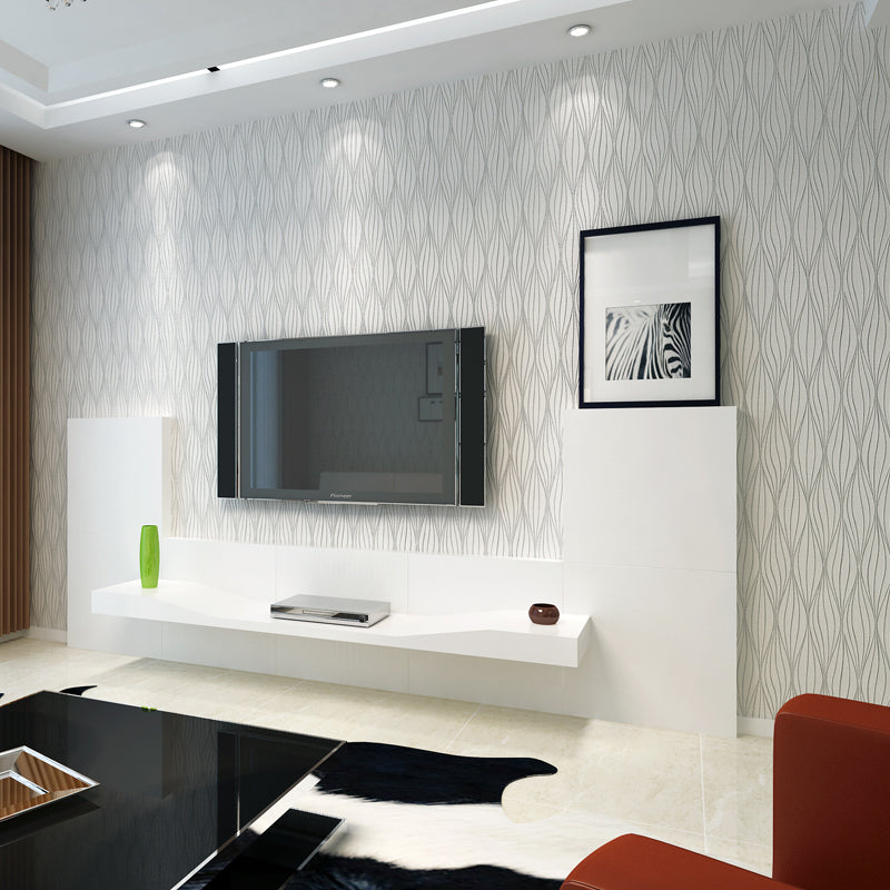 Minimalistische Curve Lines Wallpaper Zachte kleur Woonkamer Wanddecoratie, 33' L x 20,5" W