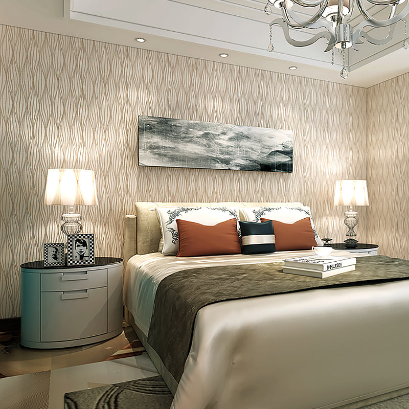 Minimalistische Curve Lines Wallpaper Zachte kleur Woonkamer Wanddecoratie, 33' L x 20,5" W