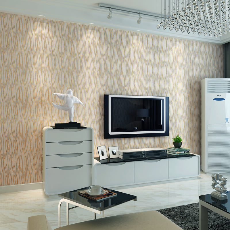 Minimalistische Curve Lines Wallpaper Zachte kleur Woonkamer Wanddecoratie, 33' L x 20,5" W
