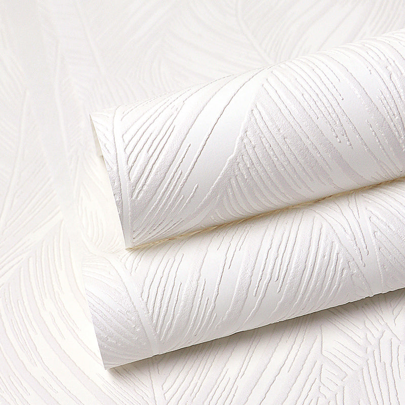 57.1-sq ft Plant Wallpaper Roll for Bedroom Leaf-Print Wall Art in White, Moisture Resistant