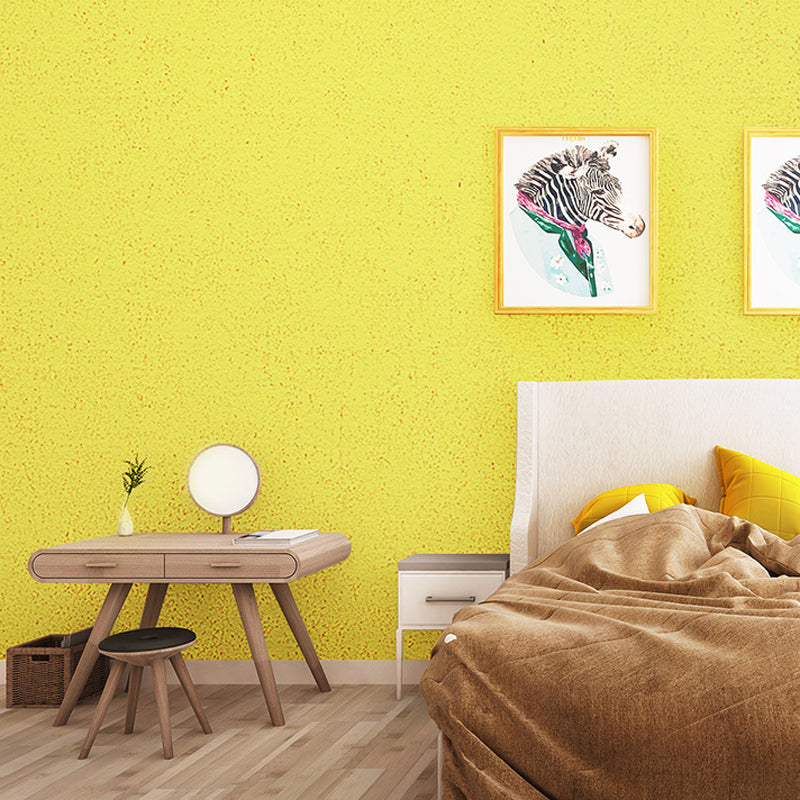 Non-Pasted Solid Wallpaper Roll Vinyl Simplicity Wall Covering for Living Room, Yellow