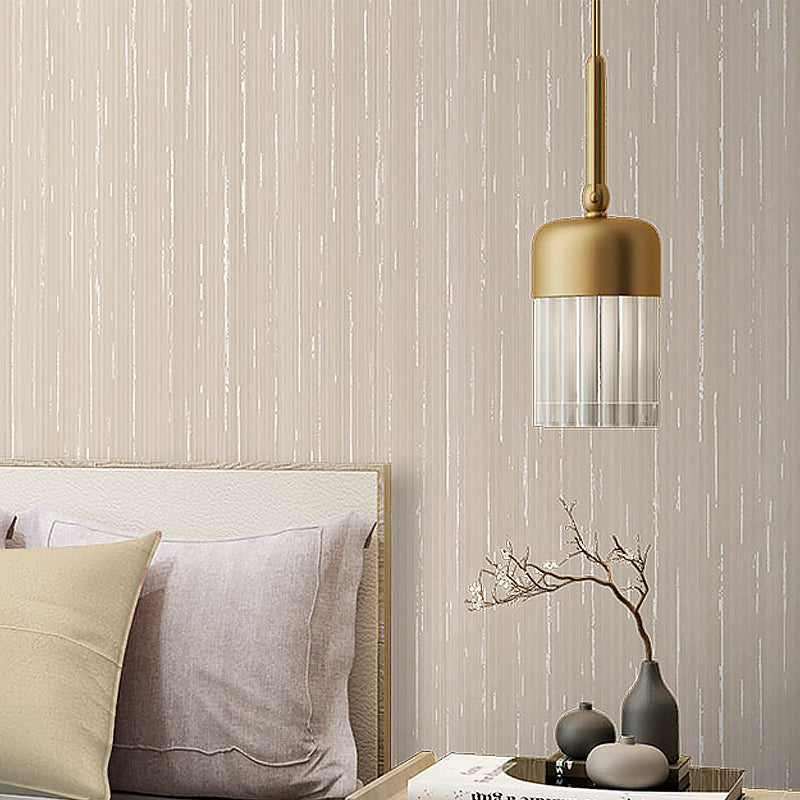 Stripe Wallpaper Pastel Color Minimalistic Wall Covering for Bedroom, Moisture Resistant