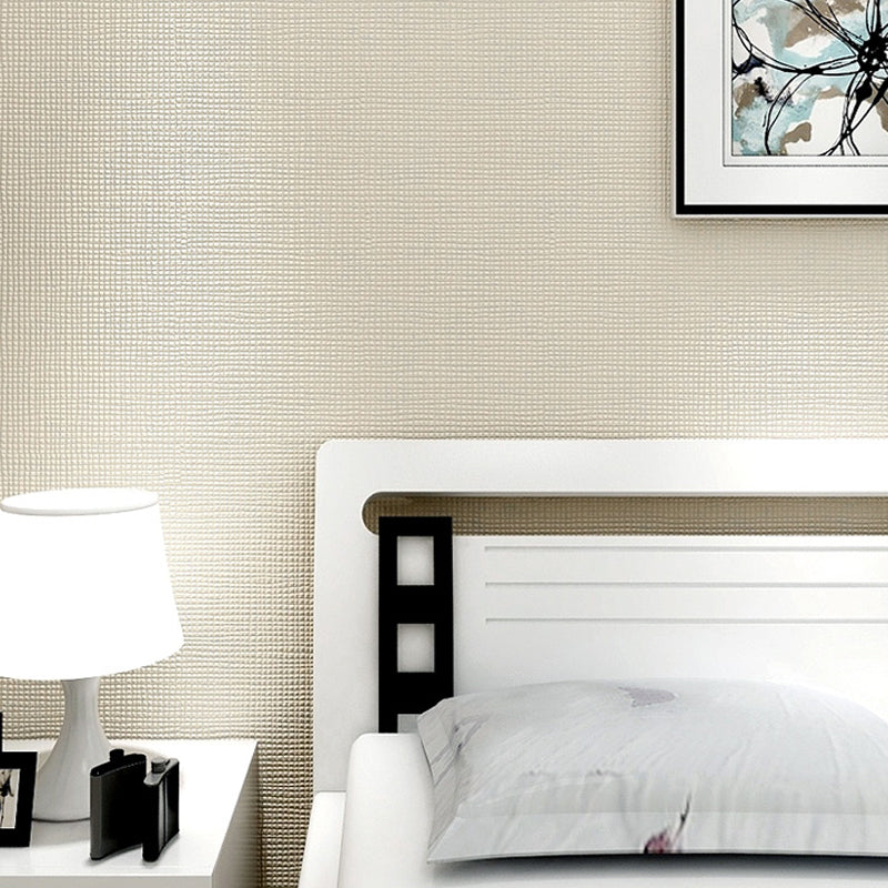 Minimalist Grid Solid Wallpaper Roll Soft Color Stain Resistant Wall Art for Bedroom