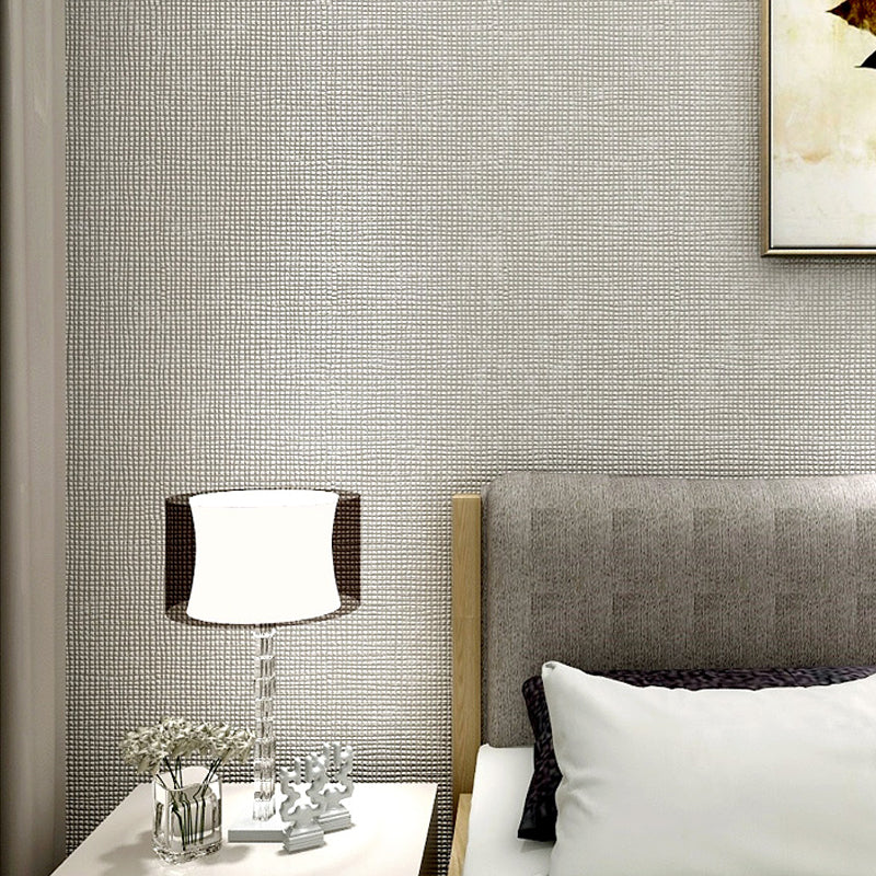 Minimalist Grid Solid Wallpaper Roll Soft Color Stain Resistant Wall Art for Bedroom