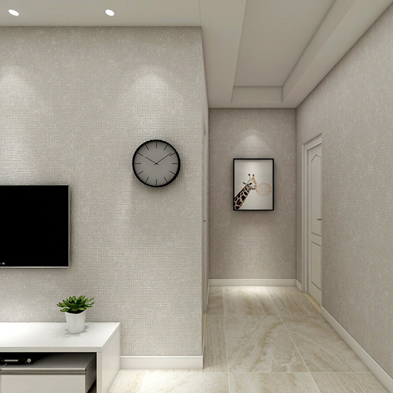 Minimalist Grid Solid Wallpaper Roll Soft Color Stain Resistant Wall Art for Bedroom