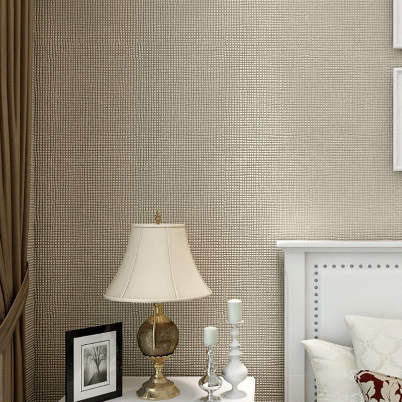 Minimalist Grid Solid Wallpaper Roll Soft Color Stain Resistant Wall Art for Bedroom