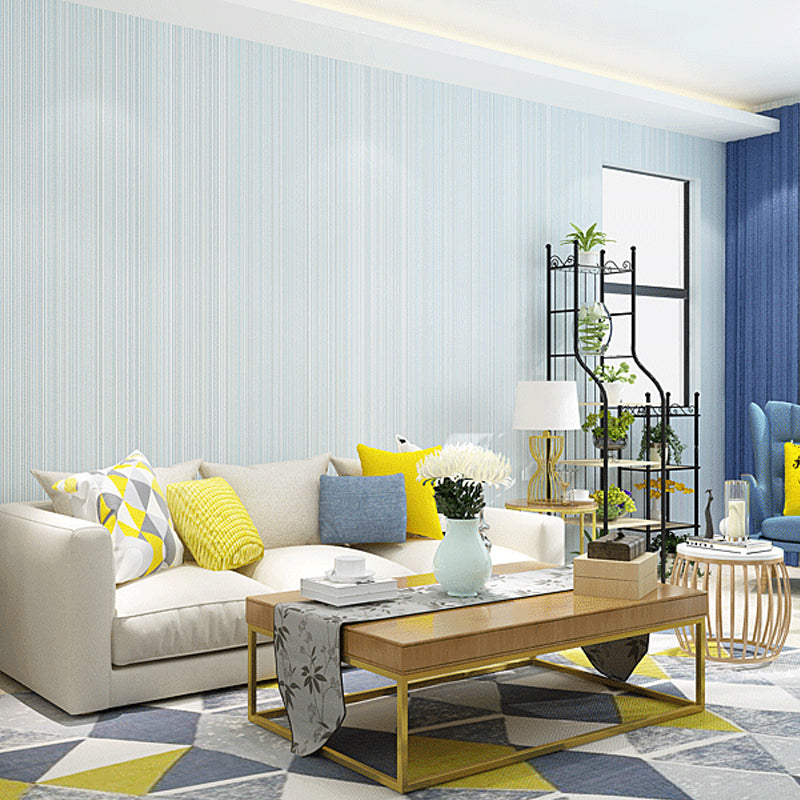 Plain Striped Wallpaper Roll Minimalistic Non-Woven Fabric Wall Art in Soft Color