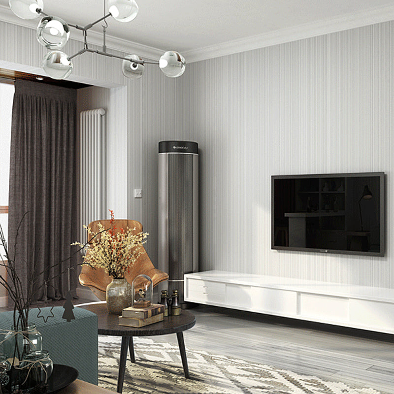 Plain Striped Wallpaper Roll Minimalistic Non-Woven Fabric Wall Art in Soft Color