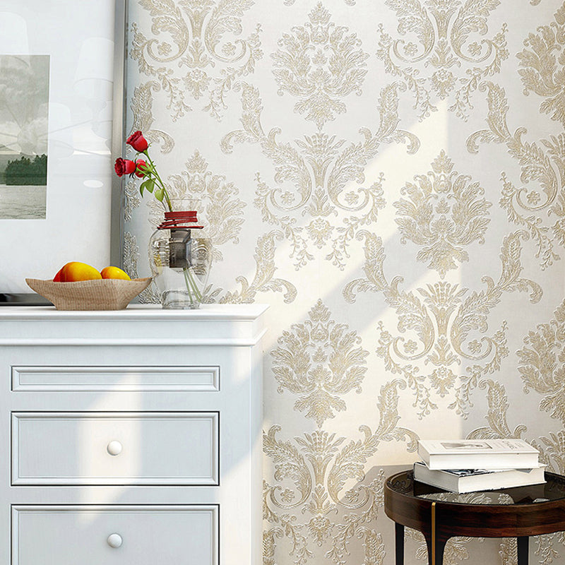 Rouleau de papier peint luxueux de couleur douce, décoration murale en jacquard de 54,2 pieds carrés pour le salon