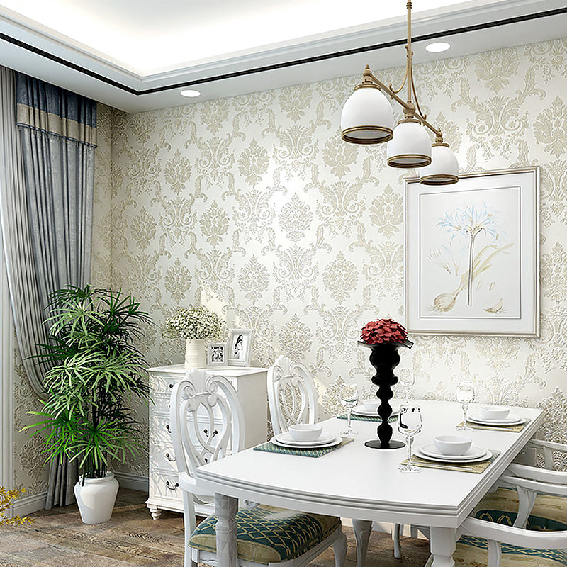 Rouleau de papier peint luxueux de couleur douce, décoration murale en jacquard de 54,2 pieds carrés pour le salon