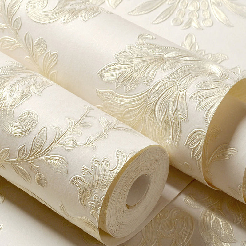 Rouleau de papier peint luxueux de couleur douce, décoration murale en jacquard de 54,2 pieds carrés pour le salon