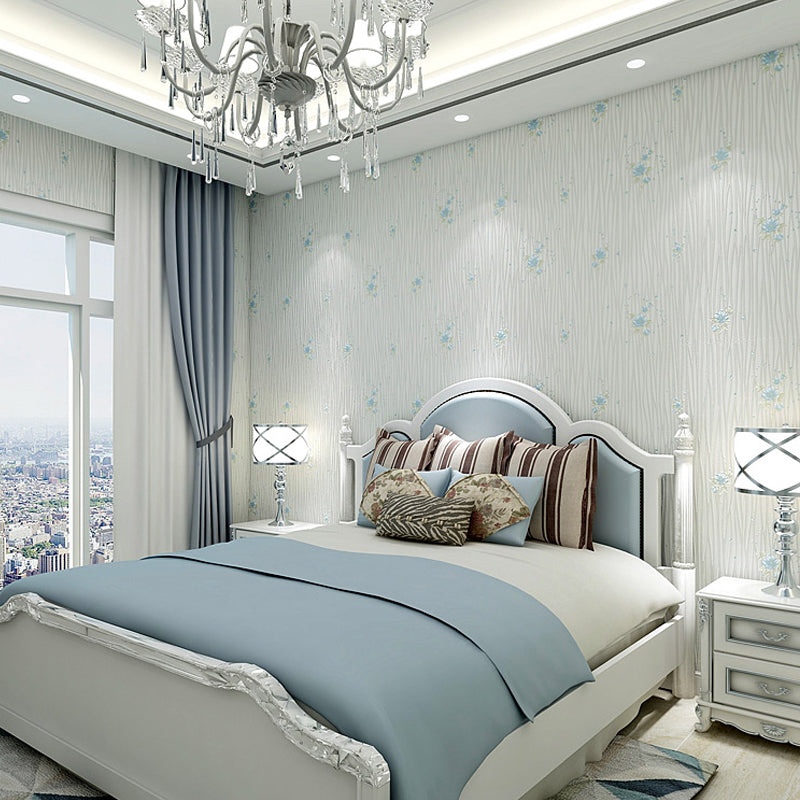 Pastel Color Flower Wallpaper Water-Resistant Country Bedroom Wall Art, Non-Pasted