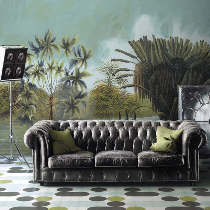 Tropix Plant Lake Park Murals Green and Yellow Washable Wall Covering for Living Room