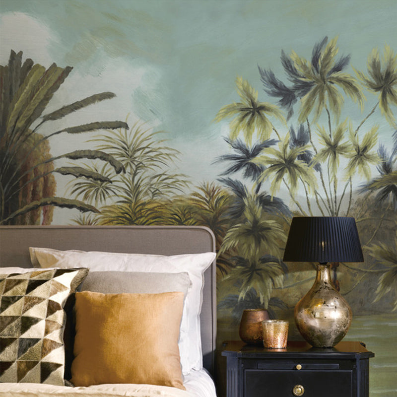 Tropix Plant Lake Park Murals Green and Yellow Washable Wall Covering for Living Room