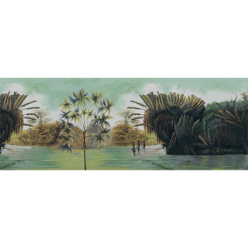 Tropix Plant Lake Park Murals Green and Yellow Washable Wall Covering for Living Room