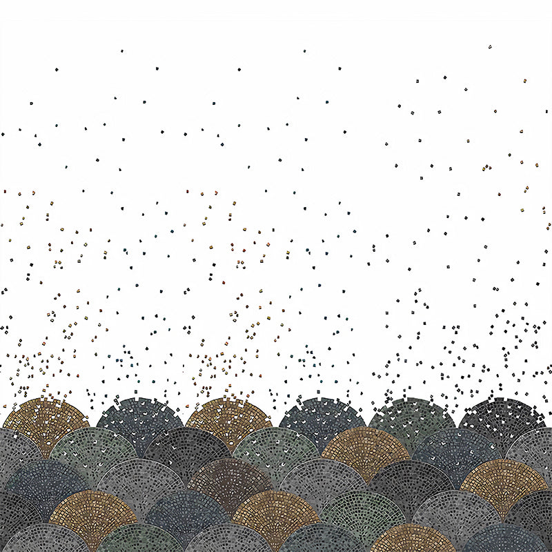 Nordic Dot and Semicircle Mural Wallpaper for Dining Room Full Size Wall Art in White