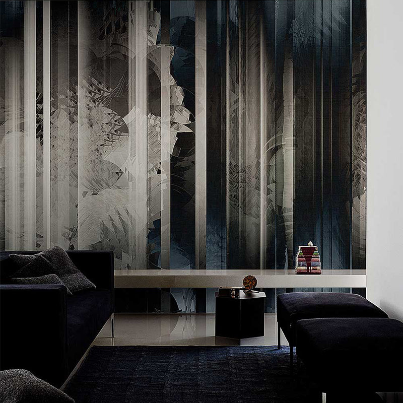 Decorative Abstract Wall Paper Murals Grey and Black Living Room Wall Art, Made to Measure