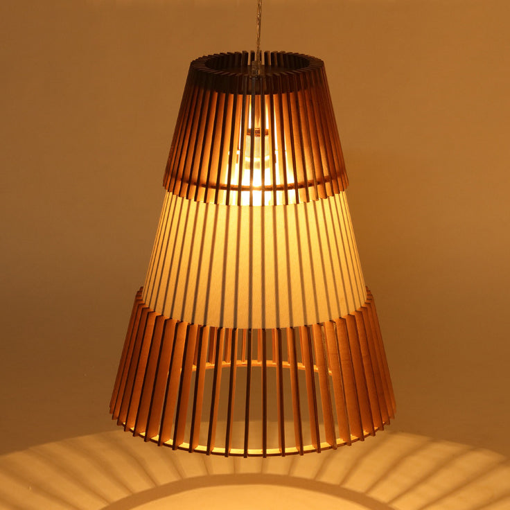 1 Light Restaurant Pendant Lighting with Conical Bamboo Shade Modernist Brown Hanging Ceiling Light