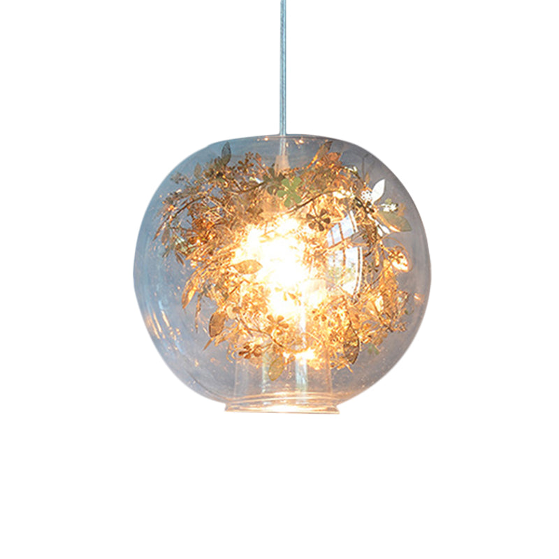 Shattered Leaves Pendant Lighting Modern Clear Glass 1 Light Silver/Gold Hanging Ceiling Lamp