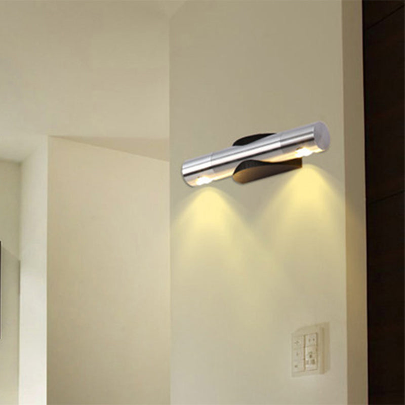 Luminaire mural de salon à 2 légers avec tube lampe murale noire / argent en aluminium dans un éclairage chaud / blanc