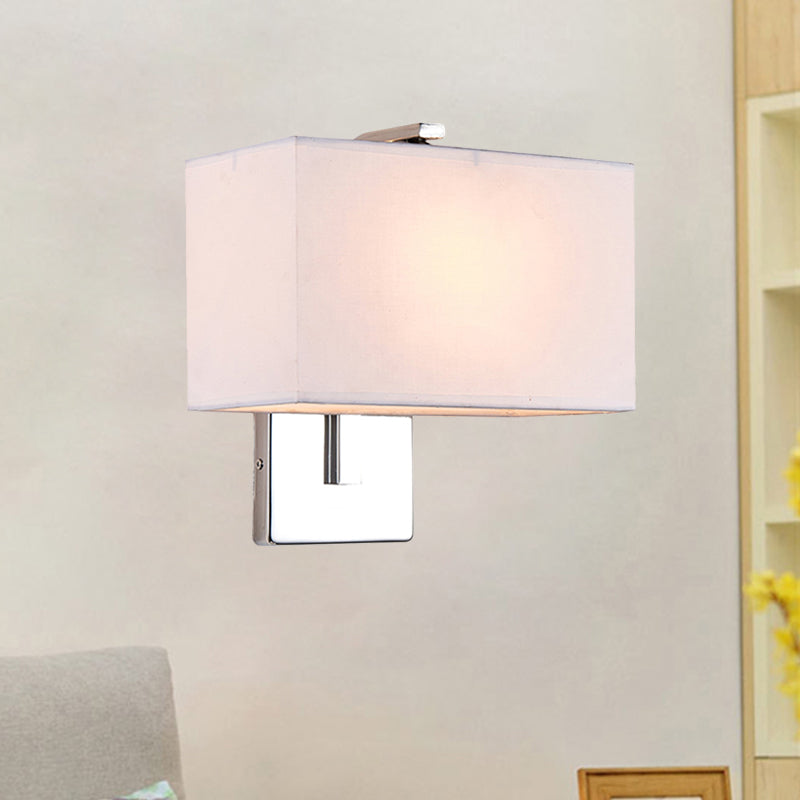 Contemporary Rectangle Wall Light Fixture Fabric LED Wall Sconce Lighting in Chrome for Living Room