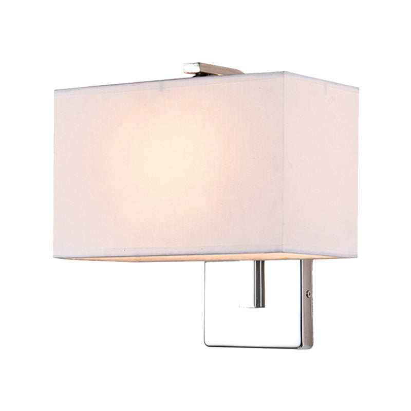Contemporary Rectangle Wall Light Fixture Fabric LED Wall Sconce Lighting in Chrome for Living Room