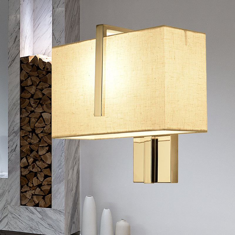 Contemporary Rectangle Wall Light Fixture Fabric LED Wall Sconce Lighting in Chrome for Living Room