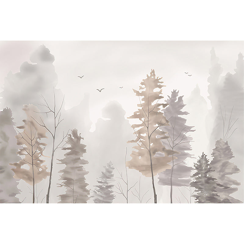 Waterproof Foggy Pine Forest Murals Customized Scandinavian Wall Decor for Bedroom