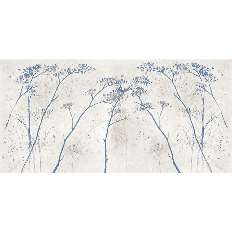 Blue Branchlet Wall Covering Murals Moisture Resistant Wall Decor for Dining Room