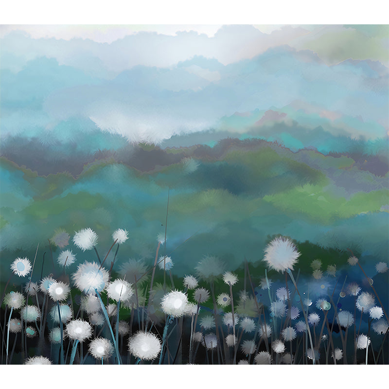 Field of Dandelion Mural Decal Contemporary Waterproof Living Room Wall Art, Customized Size