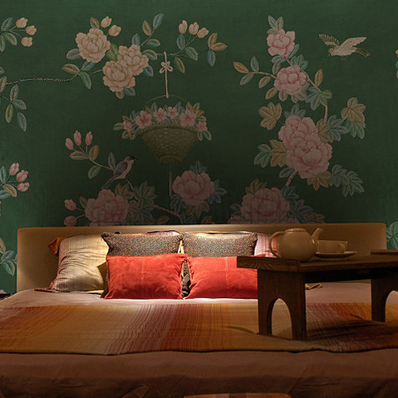 Non-Woven Washable Murals Modern Art Potted Fruit and Peony Painting Wall Decor for Dining Room