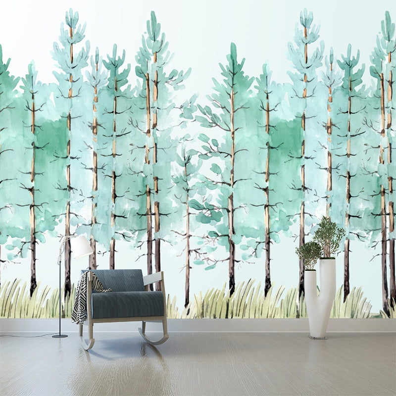 Modernism Trees Murals Decal Non-Woven Fabric Eco-Friendly Green Wall Art for Home