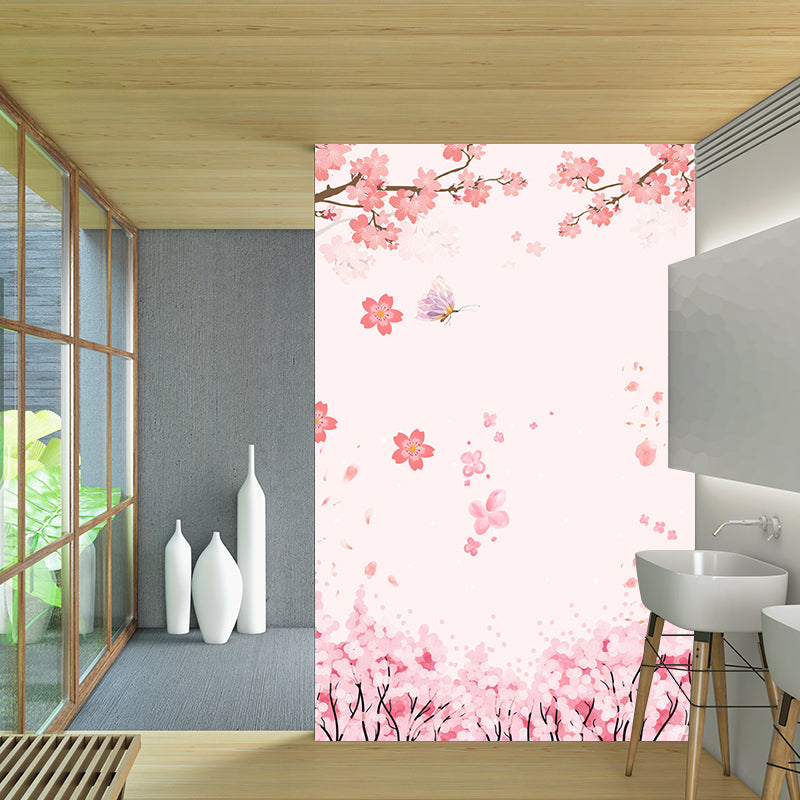 Romantic Plum Blossom Murals Wallpaper for Accent Wall, Pink, Customize Size Available