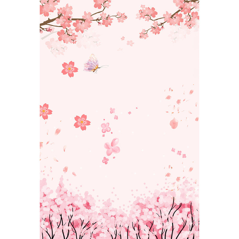 Romantic Plum Blossom Murals Wallpaper for Accent Wall, Pink, Customize Size Available