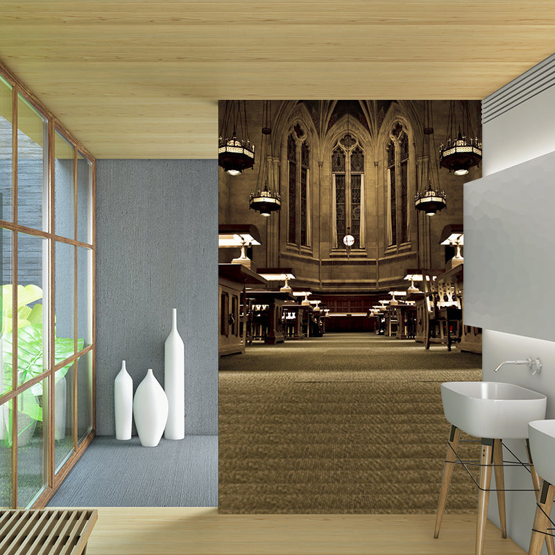 Modern Interior Church Wallpaper Murals Brown Moisture Resistant Wall Covering for Accent Wall