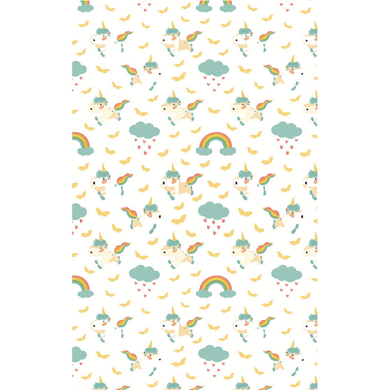 Washable Unicorn and Butterfly Mural Decal Personalized Cartoon Wall Art for Kindergarten