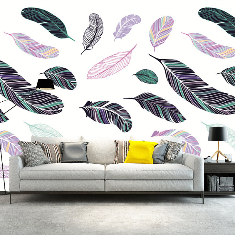 Feathers Pattern Murals Contemporary Waterproofing Home Wall Covering, Personalised Size