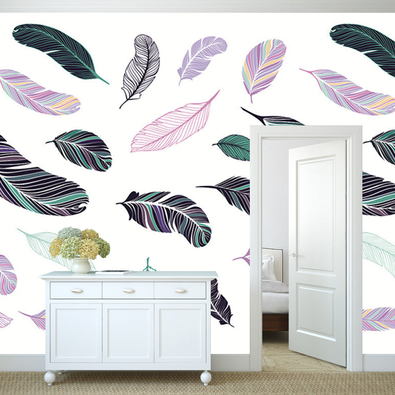 Feathers Pattern Murals Contemporary Waterproofing Home Wall Covering, Personalised Size